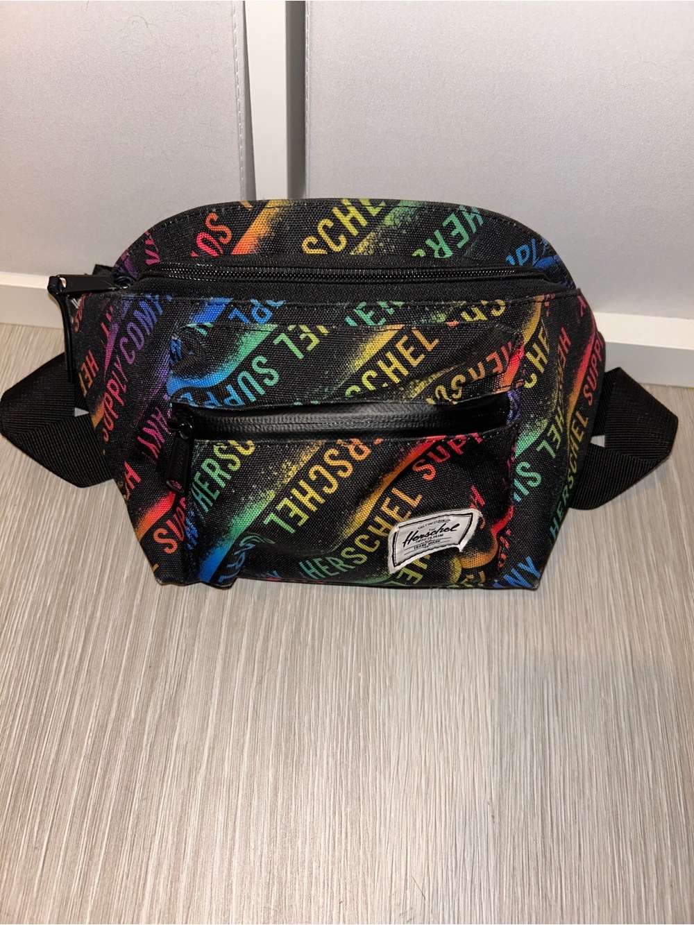 Herschel Rainbow Logo Black Crossbody Bag